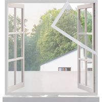 Moustiquaire Fenetre 100x120cm, en Fibre de Verre Blanc Filet Très Dense, Moustiquaire Fenêtre Sans perçage, Avec Bande Adhésive-2cm de Largeur, Anti Mouches Filet Rideaux
