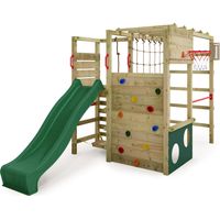 FATMOOSE Portique d'escalade Tour de jeux ActionArena avec toboggan, aire de jeux de jardin avec échelle et accessoires de jeu – vert