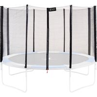 Filet de sécurité pour trampoline Ø 430cm – Résistant en polyéthylène 90gr/m² – Accès facile par fermeture éclair – Fixation avec attaches élastiques – Kangui
