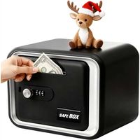 Piggy Banks for Kids, Money Safe Box Toys for Boys, Adults Mini Safe Box with Secure Password, Coin Bank for Children Best Birthday Gifts Cash Coin Can for Kid 8-12 Year Old - Black