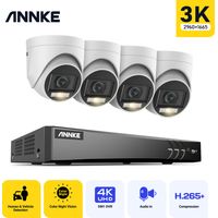 ANNKE 3K HD Security Camera System Kit Night Vision Built-in Mic 8MP 8CH Security DVR Recorder Set 4Camera