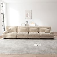 Sofá modular de 4 plazas 406 x 77 x 81 cm - Tejido de chenilla con efecto nube y asiento profundo para salón y oficina - Marrón Café claro