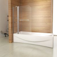 1200x1400mm Chrome Pivot 2 Fold Shower Bath Screen with Glass Shelves,Towel Rail