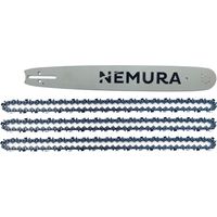 Nemura – Guide de tronçonneuse 38cm – Lot de 3 chaînes – Pas 325 – Jauge 0.58 (1.5mm) – Pour bois dur et teck