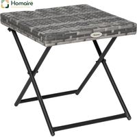 HOMAIRE Gartentisch Klappbar Polyrattan Grau Metallgestell