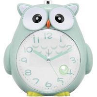Veilleuse silencieuse à balayage en forme de hibou mignon, réveil bicolore pour enfants et étudiants - Vert