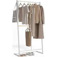 Newlux - Appendiabiti da Terra Resistente Fino a 15kg Hangy One 15 Doppia Altezza. Attaccapanni da Terra Metallico Grande Stabilità Facile Montaggio 80x40x160cm Bianco