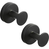 Juego de 2 perchas redondas de acero inoxidable negro, perchas para albornoz, lacadas en negro, para montar en la pared, toallero moderno
