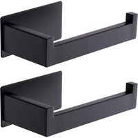 Portarrollos de papel higiénico de acero inoxidable para pared, sin necesidad de taladrar, apto para baño y cocina, color negro.