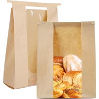 Sac à pain 60pcs pour le pain fait maison avec sac à pain en étain et sac à pain en papier de fenêtre (Brun, 12 15 23cm)