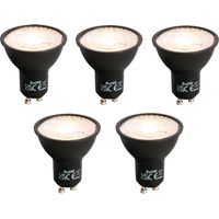 Set mit 5 dimmbaren GU10 LED-Lampen schwarz 6W 500lm 2700K