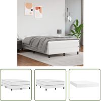 The Living Store Boxspringbett mit Matratze Weiß 120x200 cm Kunstleder - Boxspringbett - Betten - Doppelbett - Weißes Bett - Kunstlederbett
