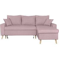 Canapé d'angle scandinave 4 places réversible et convertible – Coffre de rangement – Tissu vieux rose – Dimensions 223x148x95 cm – Usinestreet