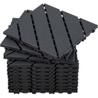 Jiubiaz Set di 44 piastrelle per terrazza 4 m², 30 x 30 cm 6 listelli, piastrelle in plastica, piastrelle a incastro antracite