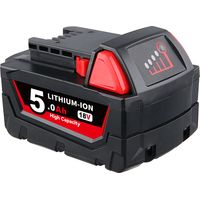 Pdstation – Batterie lithium 18V 5.0Ah pour Milwaukee M18 – Capacité prolongée – Compatible avec outils M18 – Témoin LED de charge - M18B5