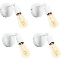 Lámpara de Pared Vintage E27 Retro Industria 180° Giratorio Iluminación de Pared Interior para Sala Dormitorio Pasillo Blanco 4PCS