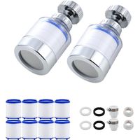 2 Pièces Filtre Robinet Anti Calcaire, Filtre Anti Calcaire Robinet, Filtre Eau Robinet Avec 10 éléments Filtrants en Coton PP, Filtre Calcaire Robinet Rotatif à 360°, Filtre à Eau Robinet