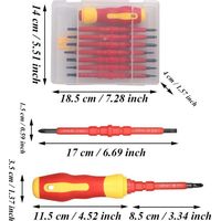 7pcs Insulated Electrician Screwdriver Set, Solid Electromagnetic Insulated Screwdriver Set 500V Multifunctional 14 in 1 Chrome Vanadium Alloy Repair Tool Kit Electrician