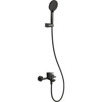 EVERSTEIN Badewannenarmatur Regendusche Duschsystem Schwarz Matt: Duscharmatur Komplettset Handbrause Wanneneinlauf Brausegarnitur Messing G1/2 Duschset Badezimmer Modern Einhebelmischer Dusche