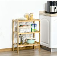 Badregal aus Bambus Naturholz 62 cm, 3 Ebenen, Standregal mit Stauraum