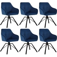 WOLTU 6x Sedia per Sala da Pranzo Girevole a 360°, Poltroncina in Velluto , Blu