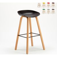 Tabouret de bar café cuisine et salon chaise effet bois Towerwood - Noir