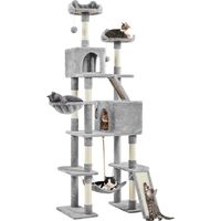 Homevive Rascador para Gatos Alto 209 cm Árbol para 3-4 Gatos Adultos Torre Escalador para 3-4 Gatos Castillo Juquetes Mascotas XXL,Gris