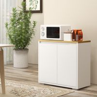 Buffet compact pour salon, meuble d'appoint avec portes et étagère réglable pour salle à manger, entrée, 80 x 37 x 75 cm, blanc