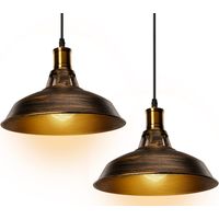 Stoex – Lot de 2 suspensions industrielles vintage en métal Ø27cm – Abat-jour éclairage intérieur ajustable – Pour salon, cuisine, bar – Laiton