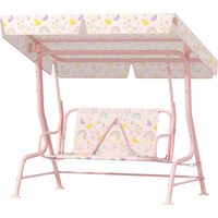 Balancelle de jardin enfant +3 ans avec arceau de sécurité ajustable 112x75x120 cm Rose