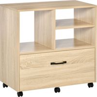 Mobile Multiuso per Ufficio , Cassettiera con Ruote Porta Stampante con 5 Ruote, Cassetto e Ripiano Regolabile, 77x40x73cm,