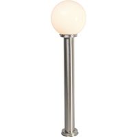 Qazqa – Lampadaire d'extérieur 100 cm – Acier inoxydable – IP44 résistant aux éclaboussures – Abat-jour sphérique 25 cm – Douille E27 dimmable