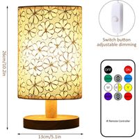 Stoff-Tischlampe, LED-Nachtlicht aus Leinen, Fernbedienung, warmweiß, Nachttischlampe, USB-betrieben, für Schlafzimmer, Wohnzimmer, Dekoration (drei Farben einstellbar)