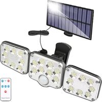 Vtizikl Lumière Solaire Extérieure avec Détecteur de Mouvement 130 LED, Lumière Solaire de Jardin à 1300 Lumen, Lampe Solaire avec Câble de 5m, Projecteur LED Spot Mural avec télécommande, étanche IP6