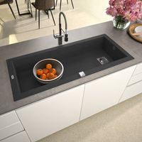 Carea Cuisine & Bain – Évier à encastrer DRAKKAR 1 grand bac – Noir – Vidage automatique – S'encastre dans meuble 120 cm – Garantie 7 ans