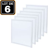 Europalamp – Pack de 6 dalles LED 600x600 40W – Blanc froid 6000K – Haute luminosité 3600lm – Installation facile faux plafond