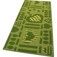 Tapis de Cuisine Moderne Coureur Bordé Absorbant Antidérapant Lavable 3D Coeurs Vert - 57x40 cm