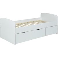 Letto con 2 cassetti e 1 vano portaoggetti 90 x 190 cm Bianco - LOUANE