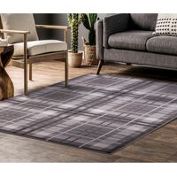 Tartan Highland Check Pattern Grey Rug 60 x 110 cm (2'x3'7")