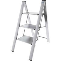 Scala sgabello a 3 gradini in Alluminio ARGENTO salvaspazione LEONARDO 3 COLOMBO
