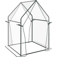 Serre en aluminium, avec double porte pare-vent Jardin 90 x 90 x 145 cm en PE transparent