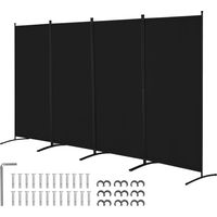 VEVOR Room Divider, 4 Panels Room Divider, Folding Privacy Screen and Portable Partition Divider for Room Separation, Freestanding Room Partitions for Office, Bedroom, Study, Black