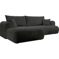 Selsey Ovo Cord – Canapé d’angle convertible, coffre, velours côtelé, gauche, gris foncé