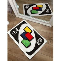 UNO - Card Shaped Rug Non Slip Washable Modern Abstract Cute Unique Bathroom Bedroom Mat Funny Gift for