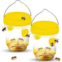 Piege a Guepes Exterieur, Piège à Frelons à Suspendre Attrape Insectes Répulsif à Guêpes en Plastique Piège Écologique pour Piege Moustique, Mouche, Moucheron (2 Pièces-Jaune)