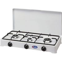 Parker Réchaud de Camping 3 Feux avec Grille et Diffuseurs de Flamme Émaillés