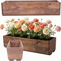 MODO24 KOR Jardinière en bois, bac à fleurs rebord de fenêtre/balcon, 19x83,4x25 cm, marron imprégné