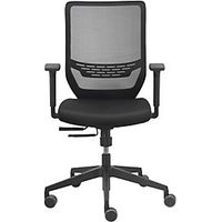 Silla de oficina malla reposabrazos, ajustable negra 410-520mm con mecanismo sincro. Capacidad 110kg.