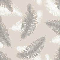 Feather Print Wallpaper Beige Neutral Metallic Effect Feature Wall Living Room