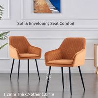 AINPECCA Set of 2 Velvet Dining Chairs Orange Upholstered Seat with Metal Legs Living Room(Orange,2)